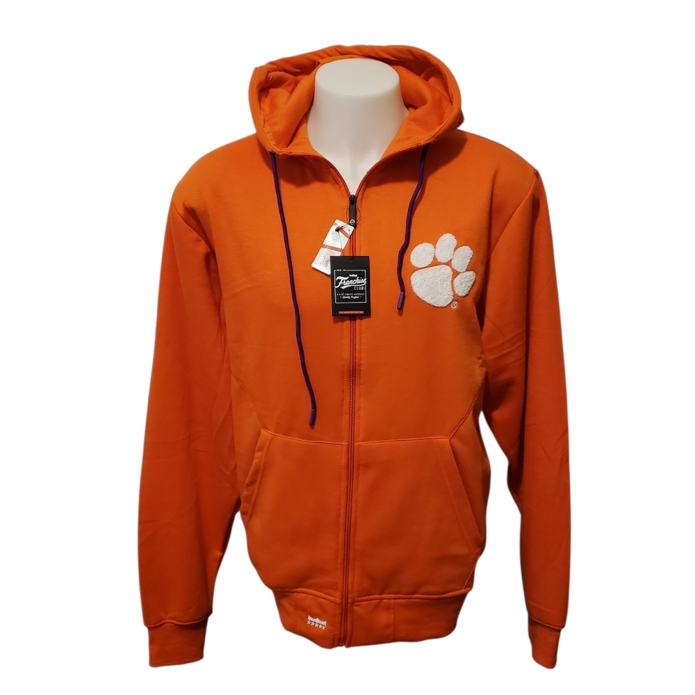 Clemson Tigers Orange Full Zip Hoodie Sweatshirt Franchise Club Apparel Size XL